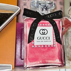 Guccii-Inspired Wooden Perfume Bottle Art Standee • Feminine Glam Closet Decor